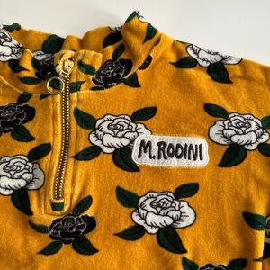 Mini Rodini Yellow Floral Zip Pullover